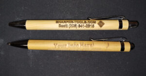 Laser engraved bamboo pens