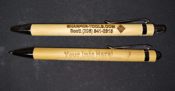 Laser engraved bamboo pens