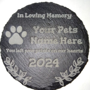 small round pet memorial stone.