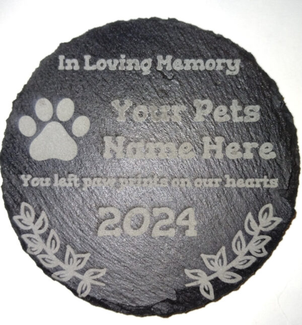 small round pet memorial stone.