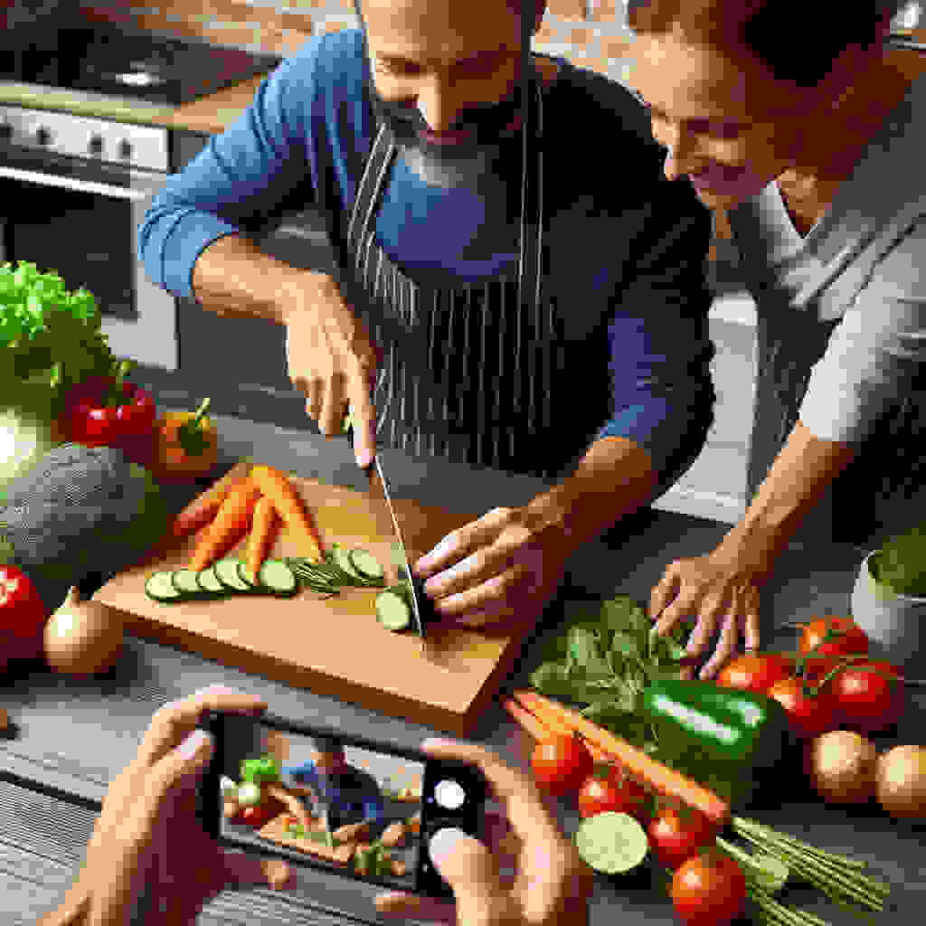 cutting veggies with a sharp knife